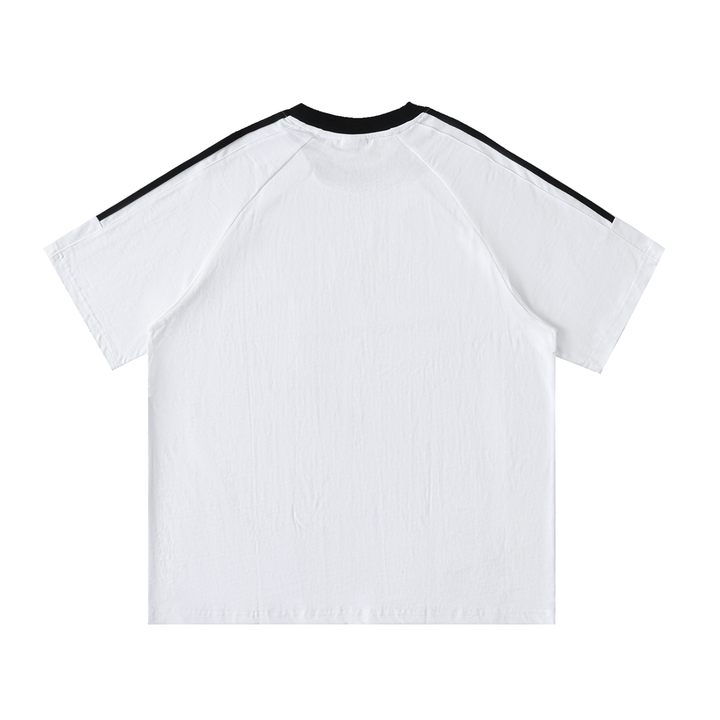 MEN T SHIRT Wing Logo Contrast Tape Cotton Tee — Cream