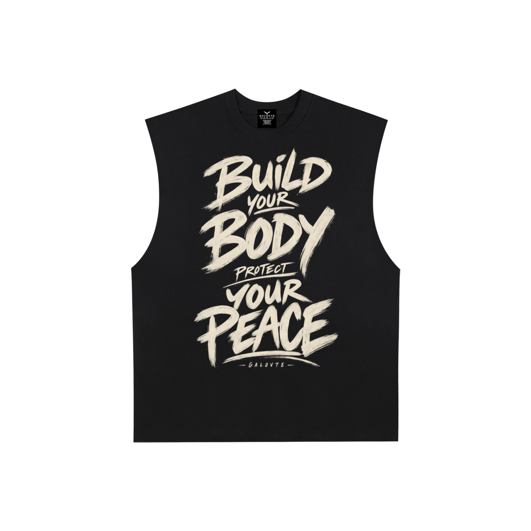 MEN GYM WEAR Raw Edge Cotton Tank Top