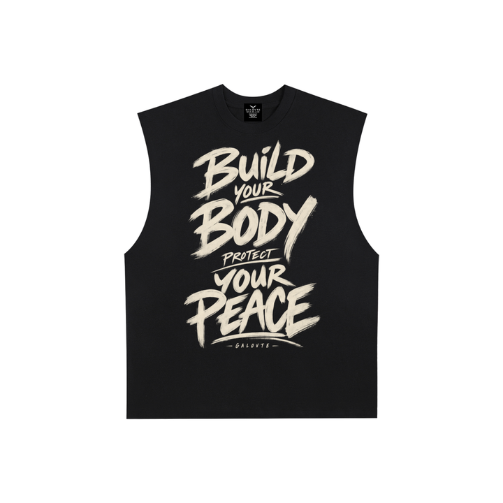 MEN GYM WEAR Raw Edge Cotton Tank Top