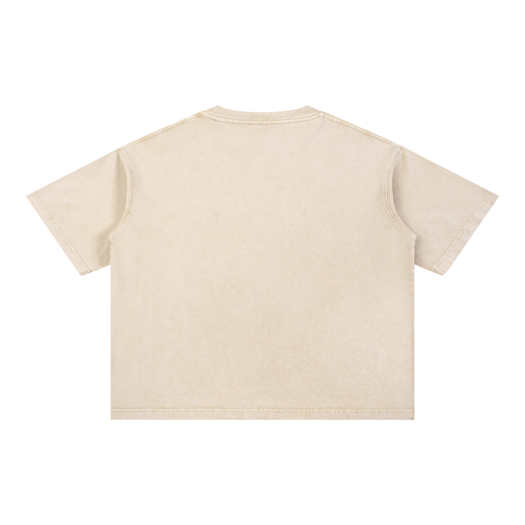 WOMEN GYM WEAR Mineral Wash Boxy Cotton T-Shirt