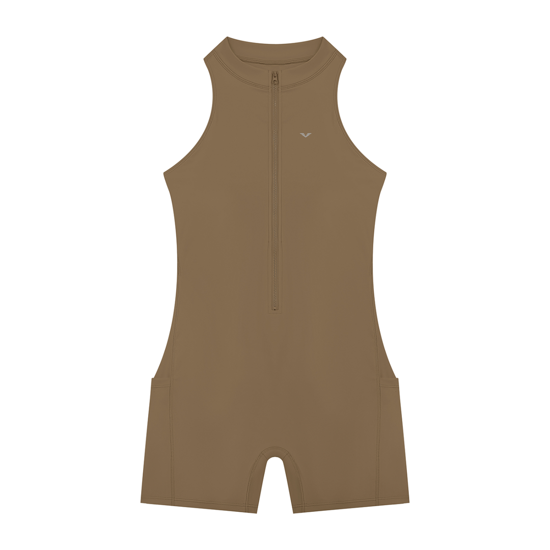 Women’s gym wear Quarter-Zip Yoga Romper