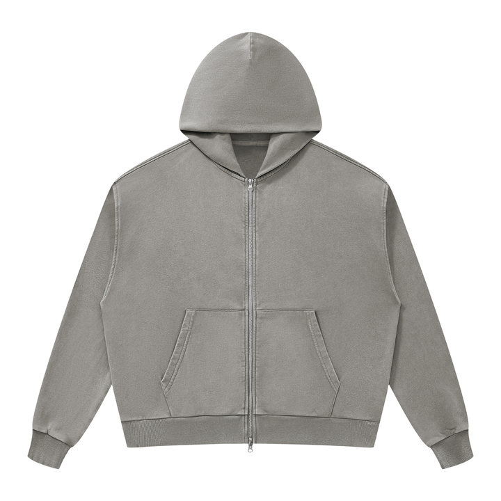 men hoddies Unisex Mineral Wash Boxy Full Zip Hoodie