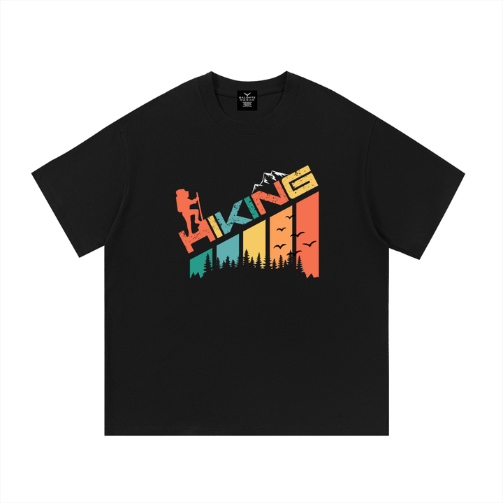 Hiking Retro Colour-Block Typography Tee