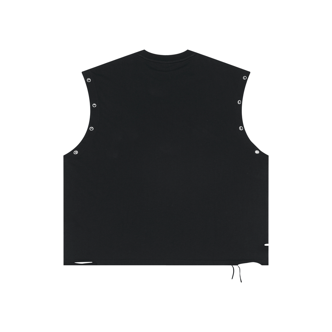 men graphic Distressed Grommet Eyelet Tank Top