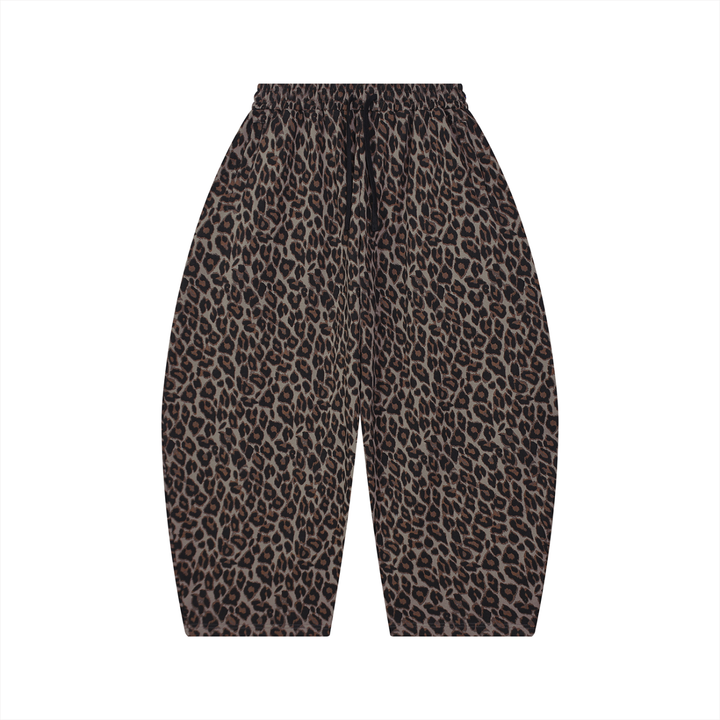 men brand Leopard Barrel Leg Sweatpants