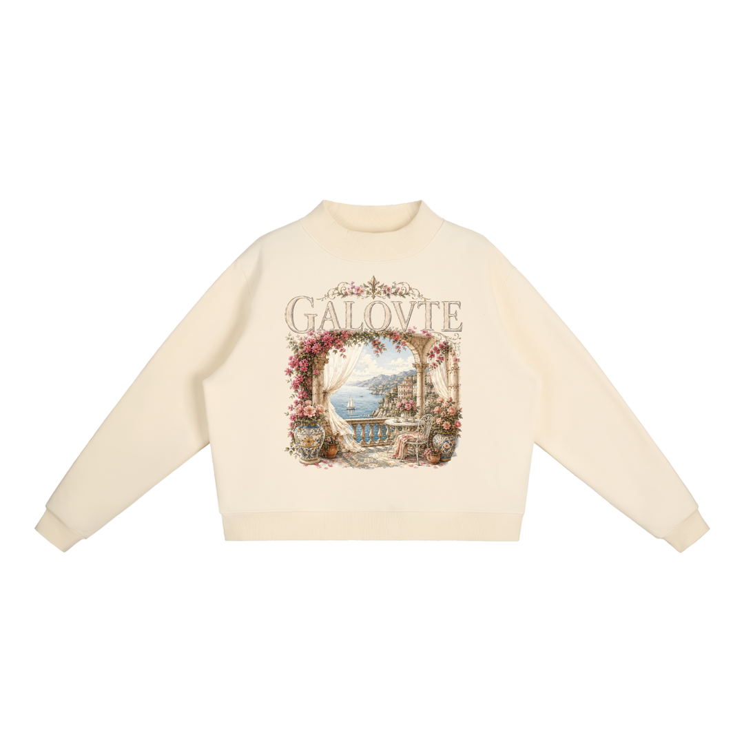 WOMEN GRAPHICS Essential Fleece Mock-Neck Crew Sweatshirt