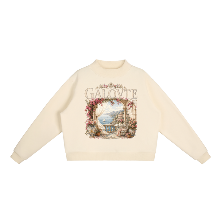 WOMEN GRAPHICS Essential Fleece Mock-Neck Crew Sweatshirt