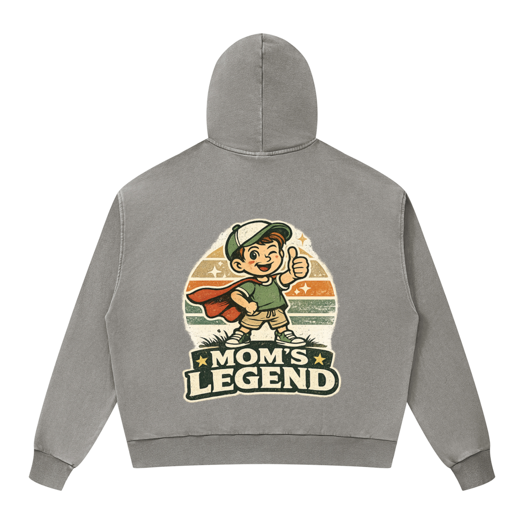 mom lover Mineral Wash Boxy Full Zip Hoodie