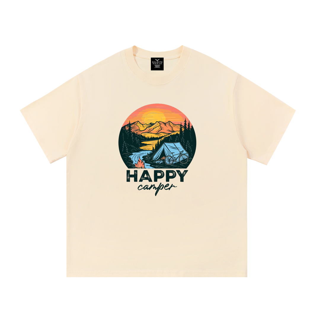 HIKING LOVER Happy Camper Sunset Tent Illustrated Tee