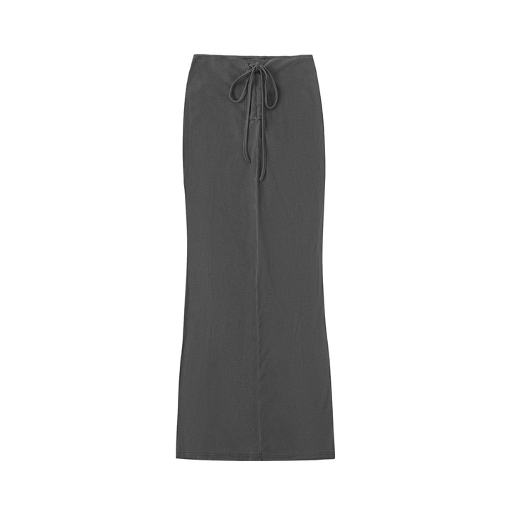 WOMEN SKIRT Dyed Washed Drawstring Maxi Skirt