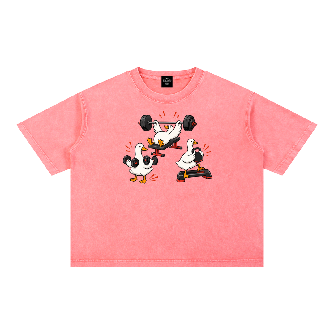WOMEN GYM WEAR Mineral Wash Boxy Cotton T-Shirt