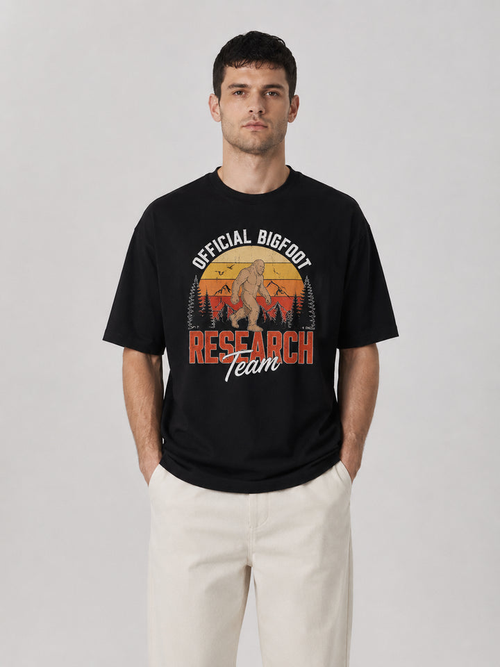 hiking lover Official Bigfoot Research Team Retro Sunset Tee