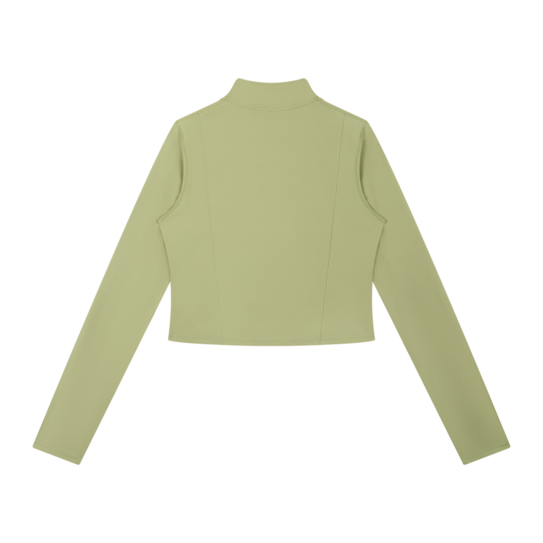 women gym wear Cropped Full-Zip Sports Jacket — Sand