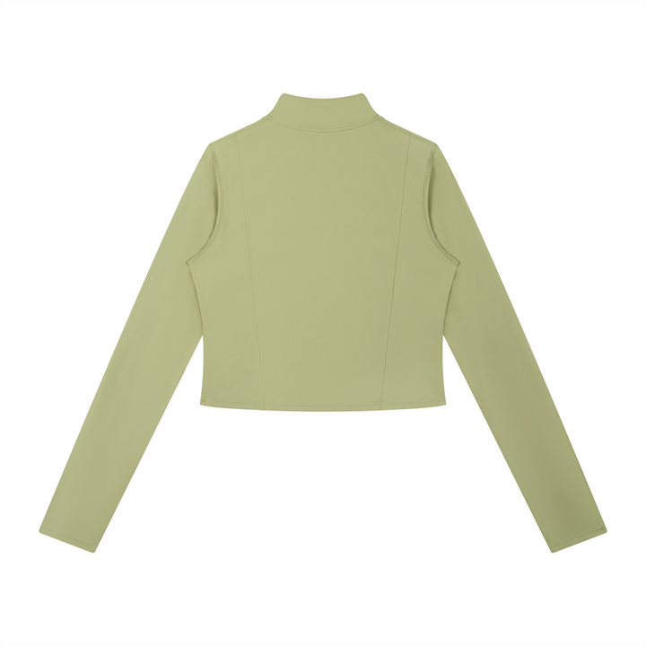 women gym wear Cropped Full-Zip Sports Jacket — Sand
