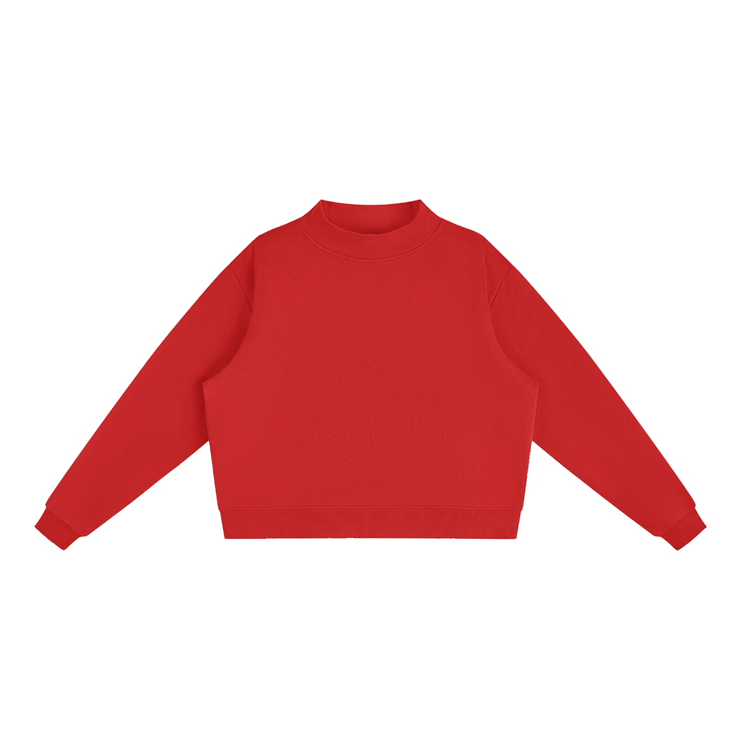 WOMEN HODDIES Essential Fleece Mock-Neck Crew Sweatshirt