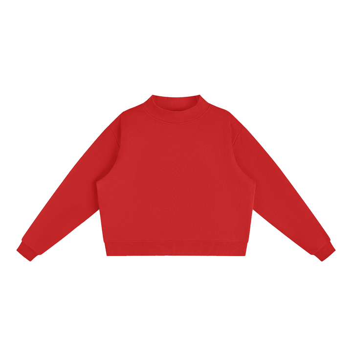 WOMEN HODDIES Essential Fleece Mock-Neck Crew Sweatshirt