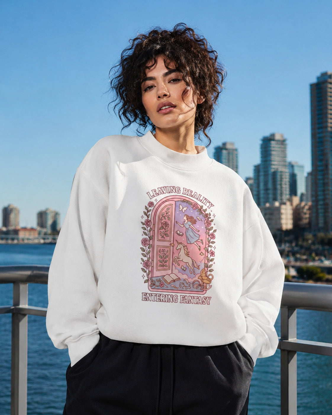 Essential Fleece Mock-Neck Crew Sweatshirt