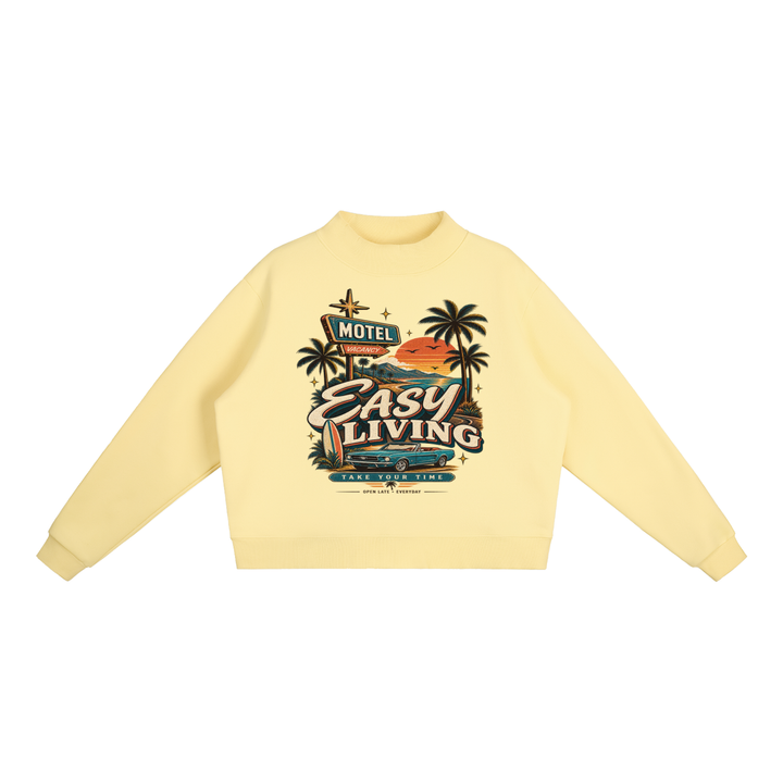 WOMEN GRAPHIC Essential Fleece Mock-Neck Crew Sweatshirt