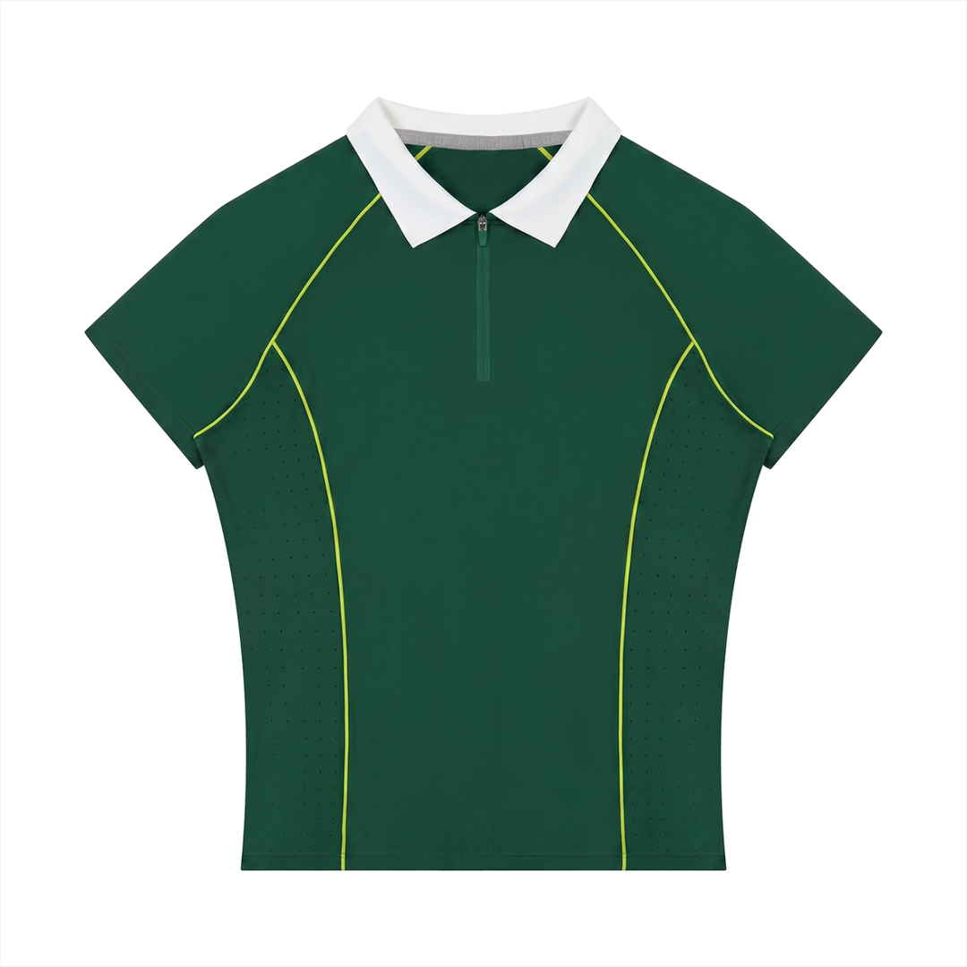 Women’s gym wear Slim Fit Quarter-Zip Polo Shirt