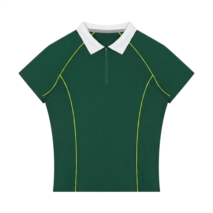 Women’s gym wear Slim Fit Quarter-Zip Polo Shirt