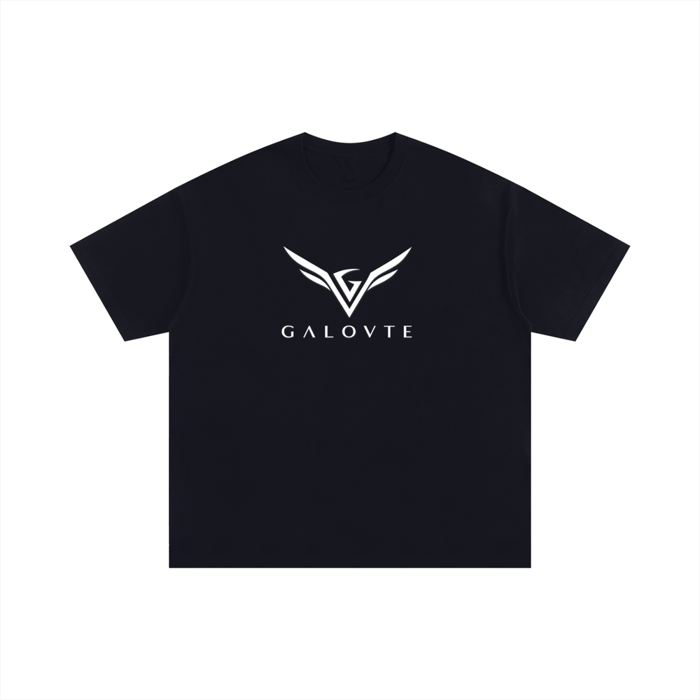 Wing Logo Oversized Cotton Tee in Black, flat lay.
