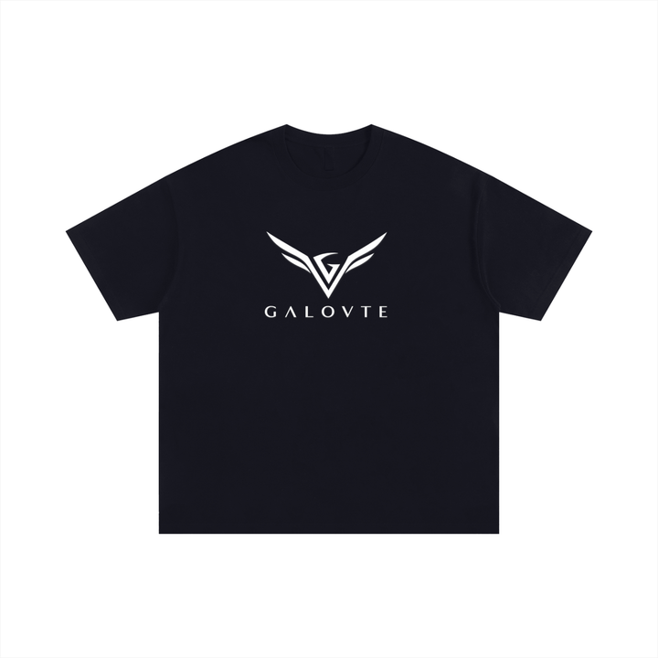Wing Logo Oversized Cotton Tee in Black, flat lay.