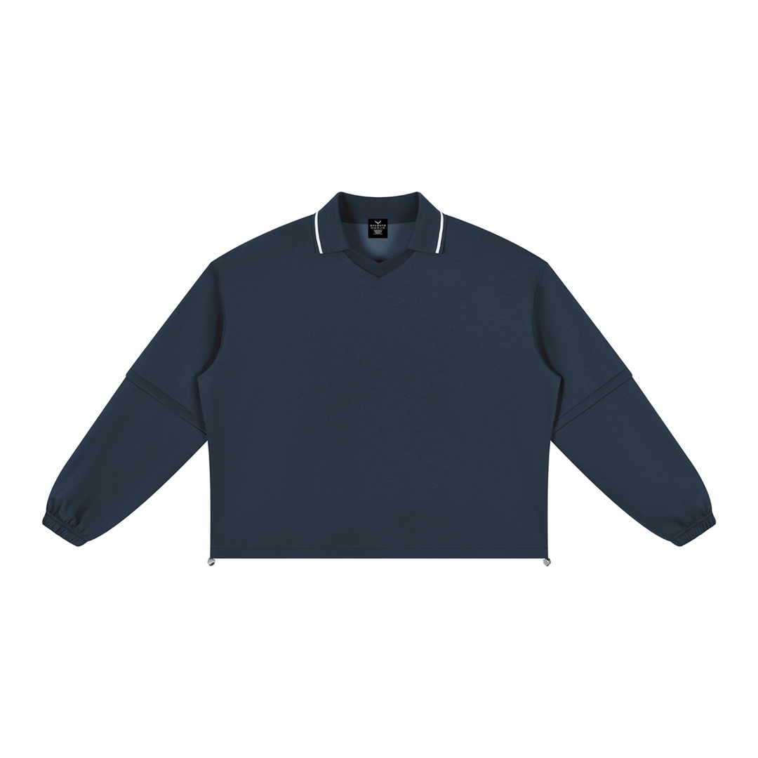 women hoddies Boxy Collared Detachable Sweatshirt
