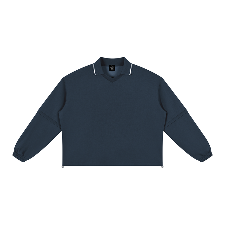 women hoddies Boxy Collared Detachable Sweatshirt