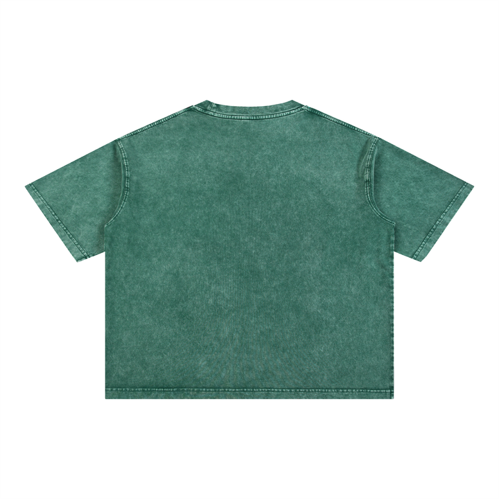 WOMEN GYM WEAR Mineral Wash Boxy Cotton T-Shirt