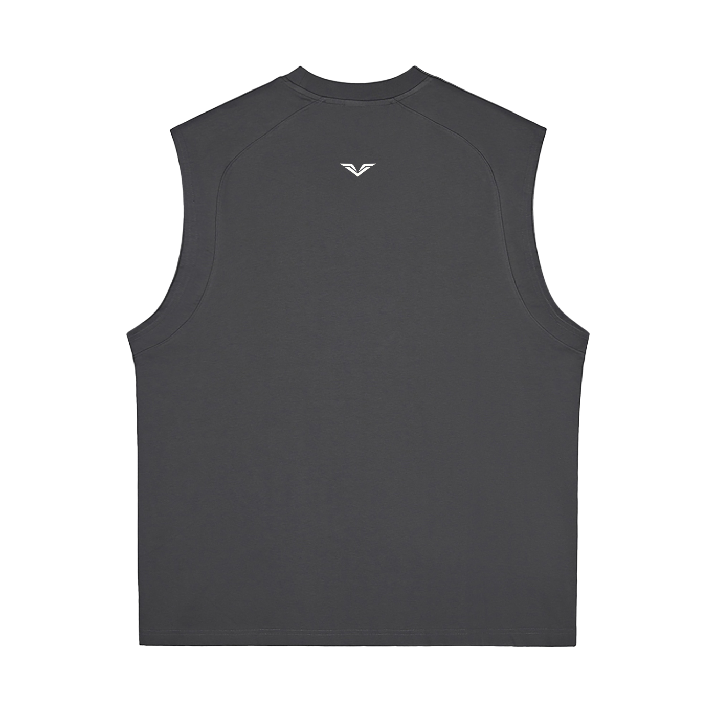 Forever Cross Graphic Training Tank in Dark Gray, back view.