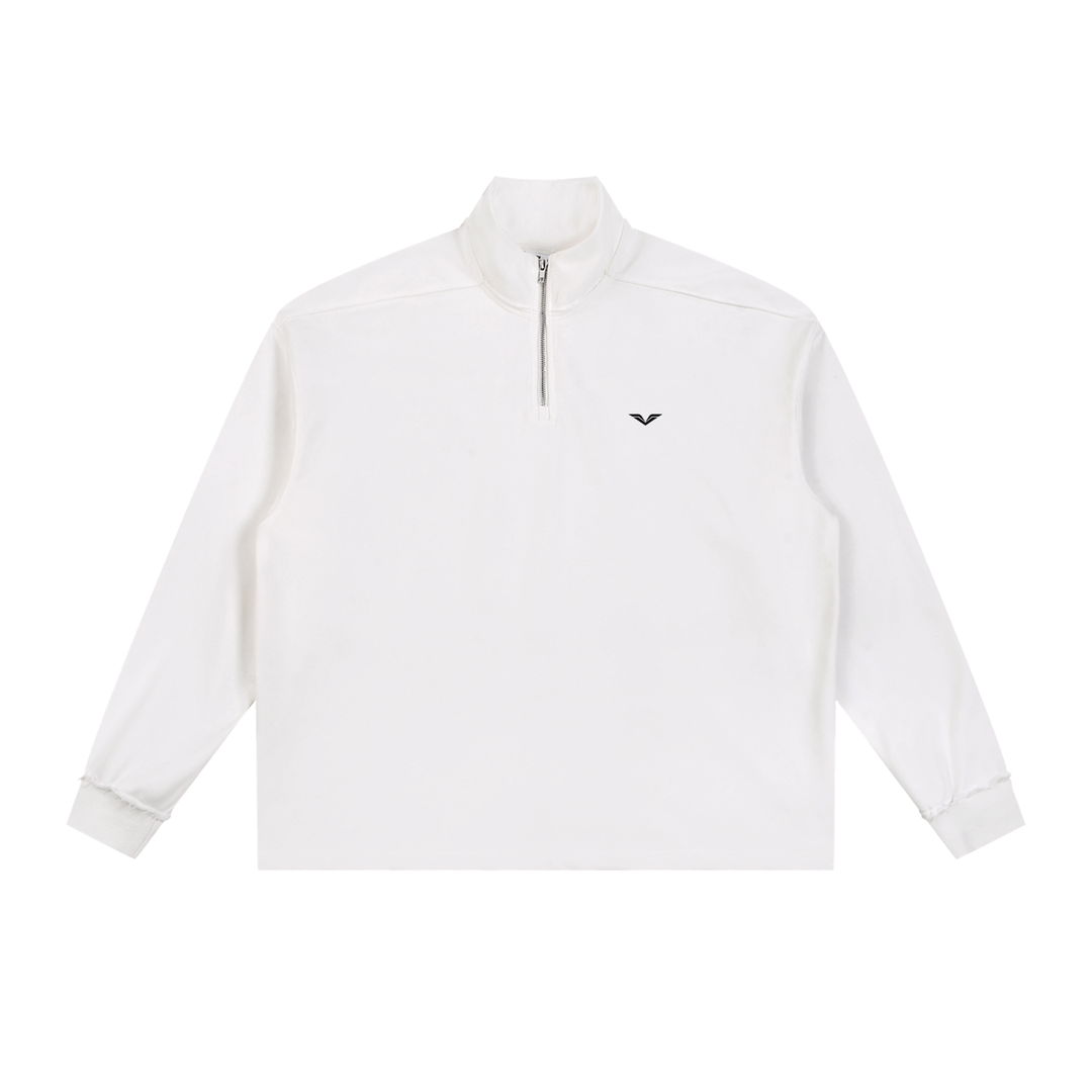MEN HODDIES Wing Logo Half-Zip Rolled Edge Fleece — White