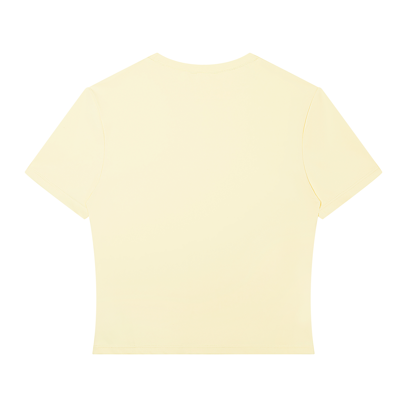 Wing Logo Performance Crop Tee in Light Yellow, back view.