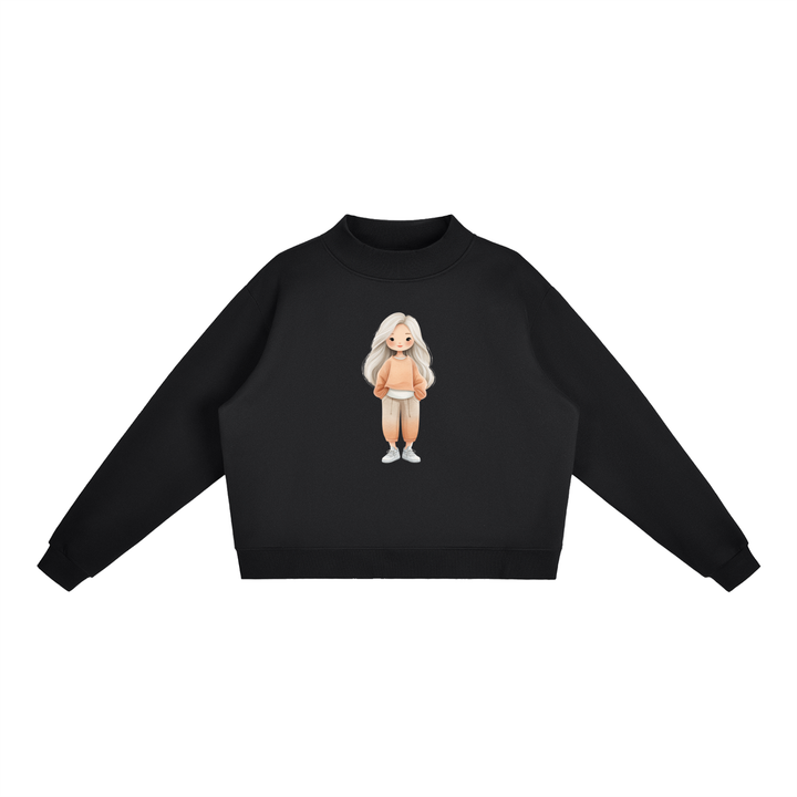 WOMEN GRAPHIC Essential Fleece Mock-Neck Crew Sweatshirt