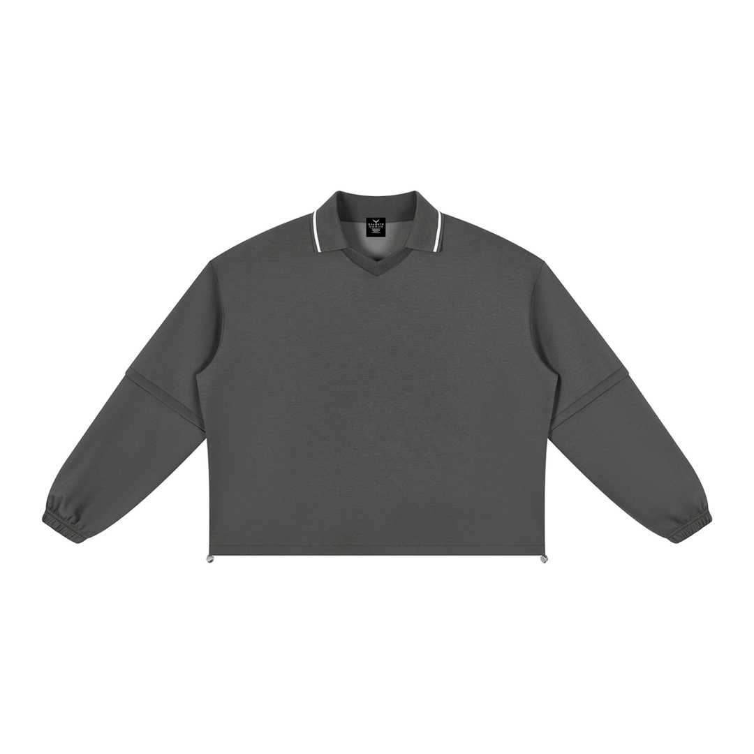 women hoddies Boxy Collared Detachable Sweatshirt