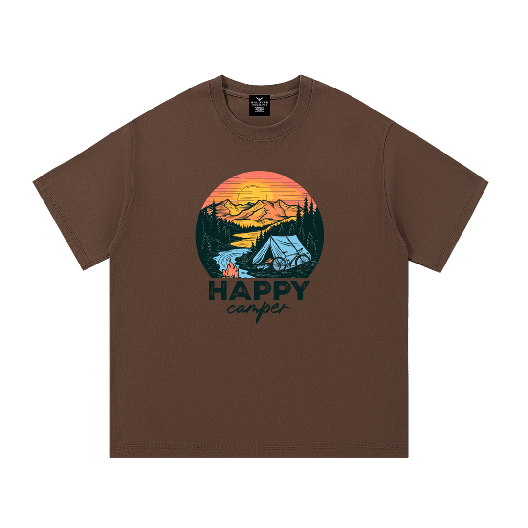 HIKING LOVER Happy Camper Sunset Tent Illustrated Tee