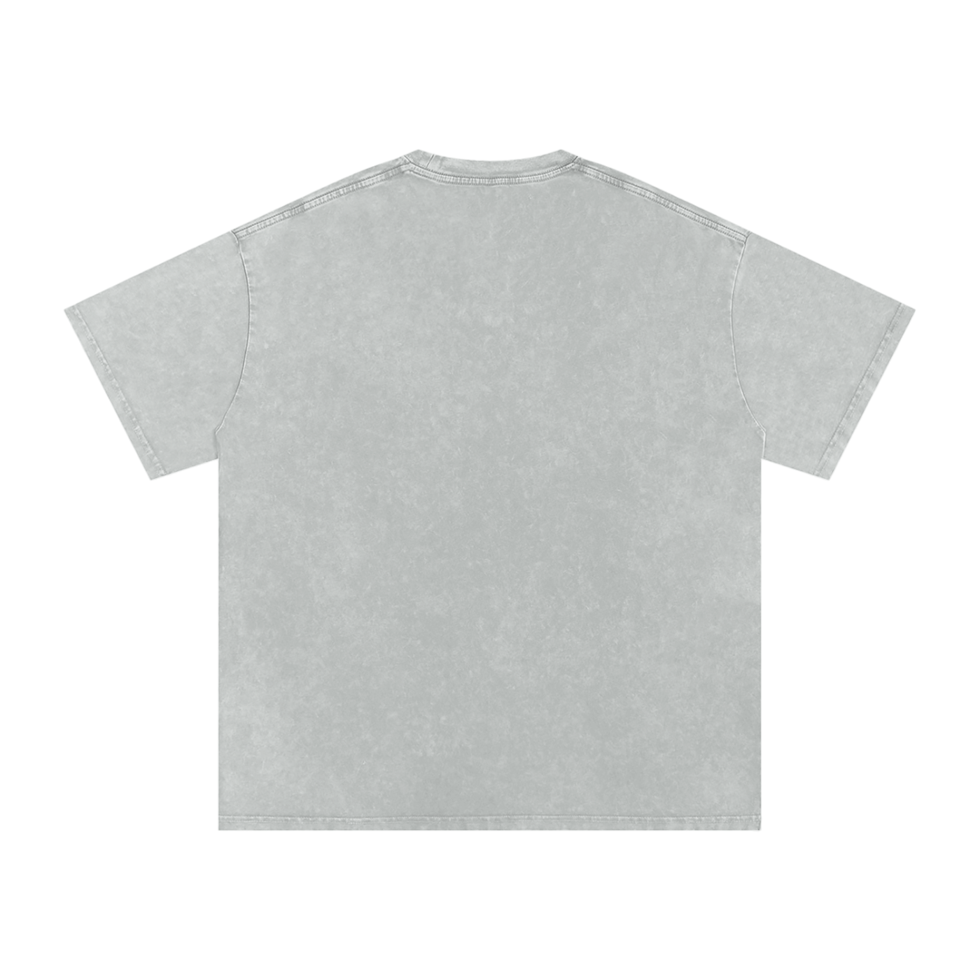 Dog Mom Distressed Paw Snow-Washed Tee in Light Gray, back view.