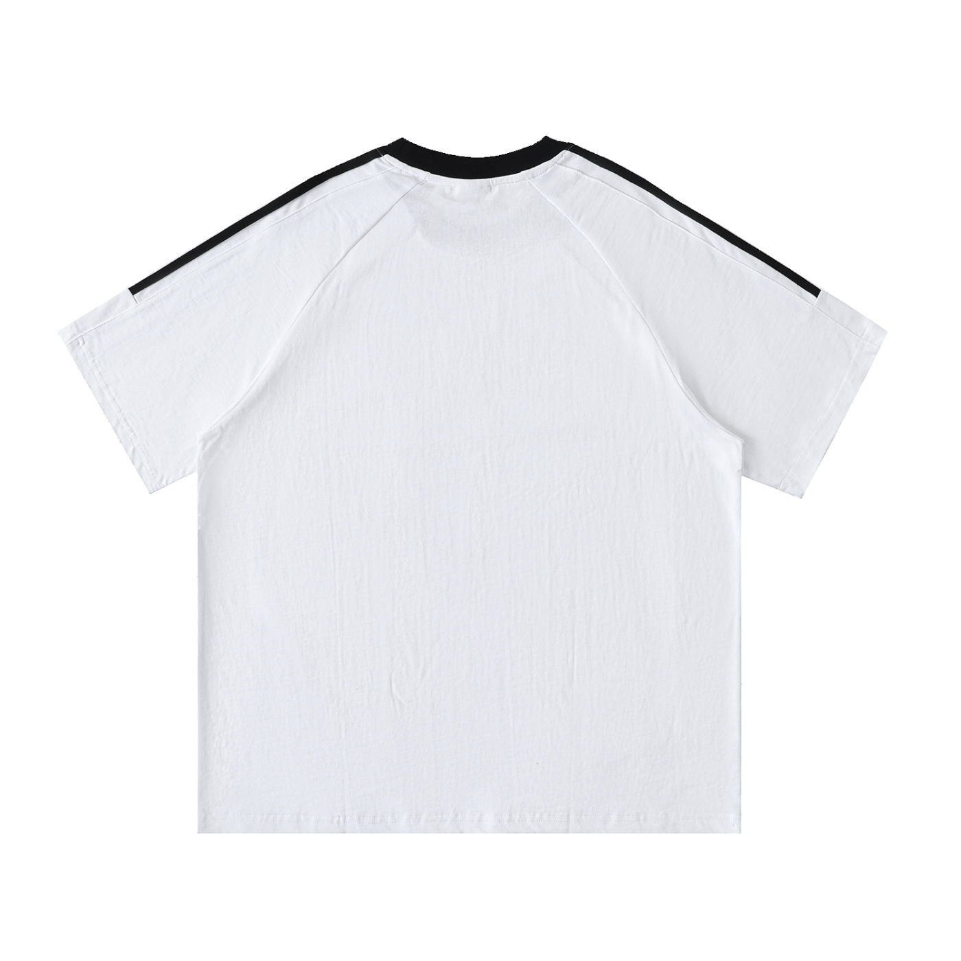 Wing Logo Contrast Tape Cotton Tee — Cream in White, back view.