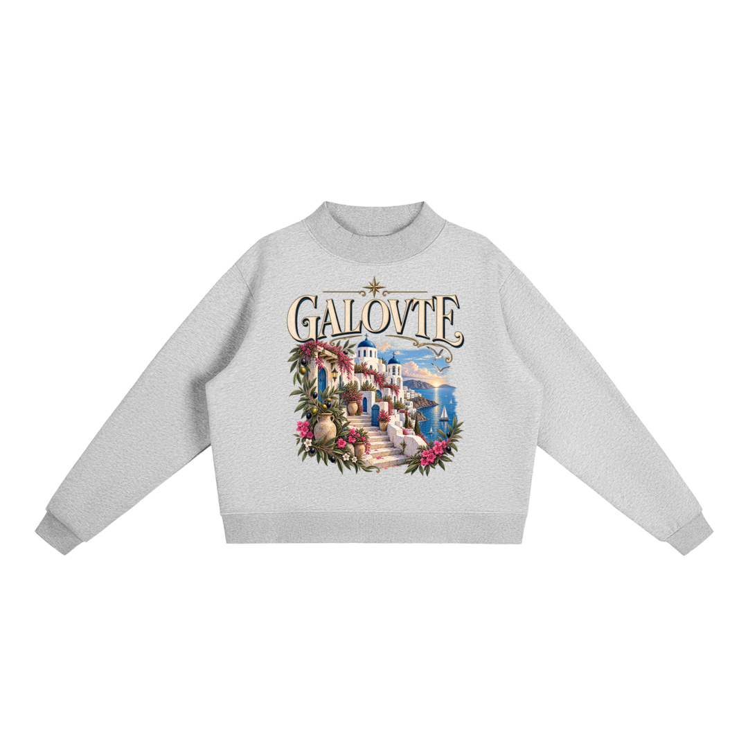 women graphic Essential Fleece Mock-Neck Crew Sweatshirt