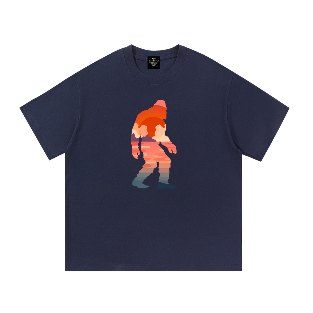 hiking lover Bigfoot Sunset Double Exposure Cotton Tee
