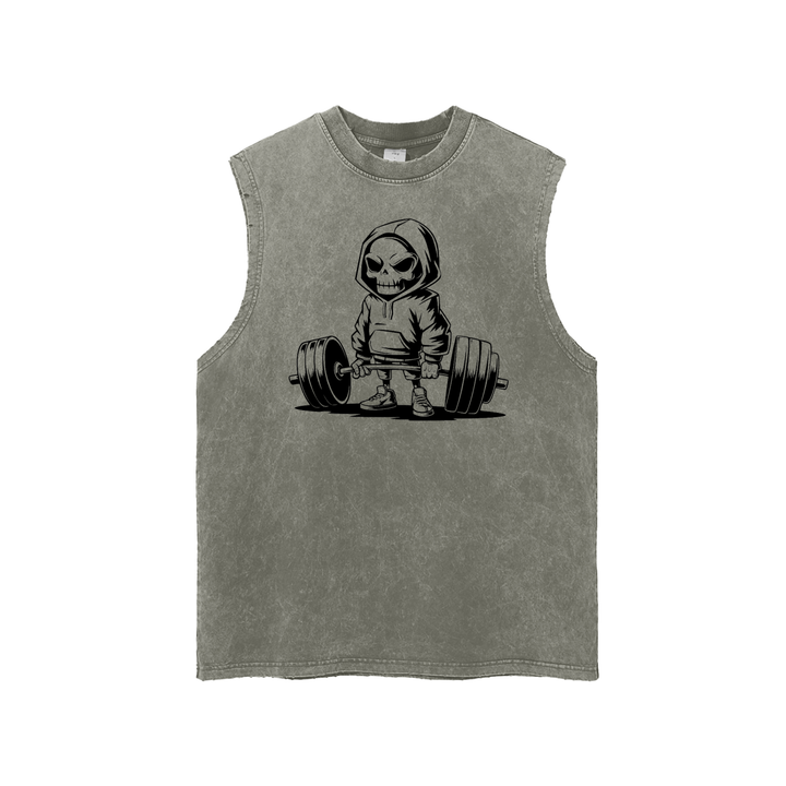 men gym wear Washed Frayed Hem Tank Top