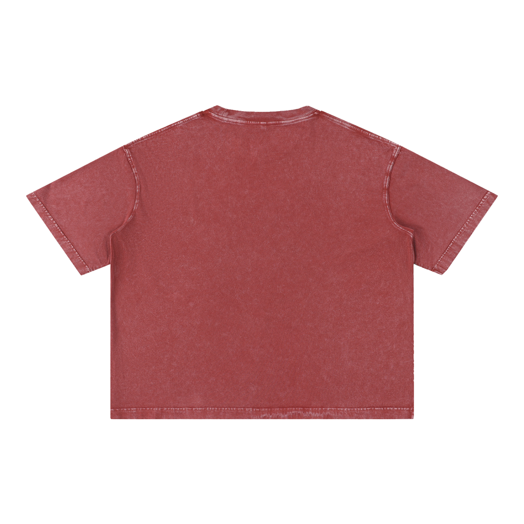 WOMEN GYM WEAR Mineral Wash Boxy Cotton T-Shirt