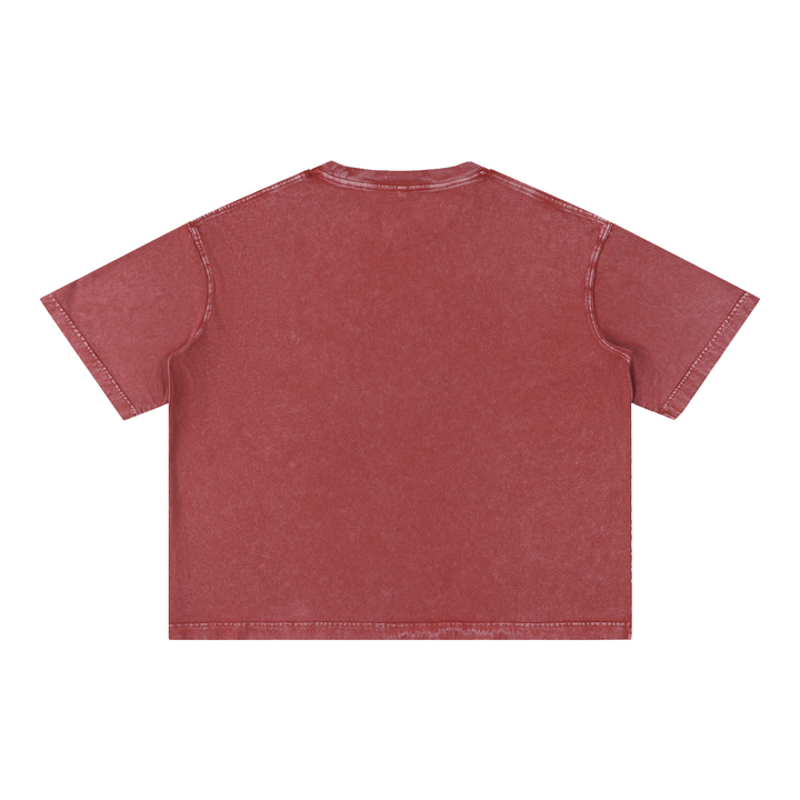 WOMEN GYM WEAR Mineral Wash Boxy Cotton T-Shirt