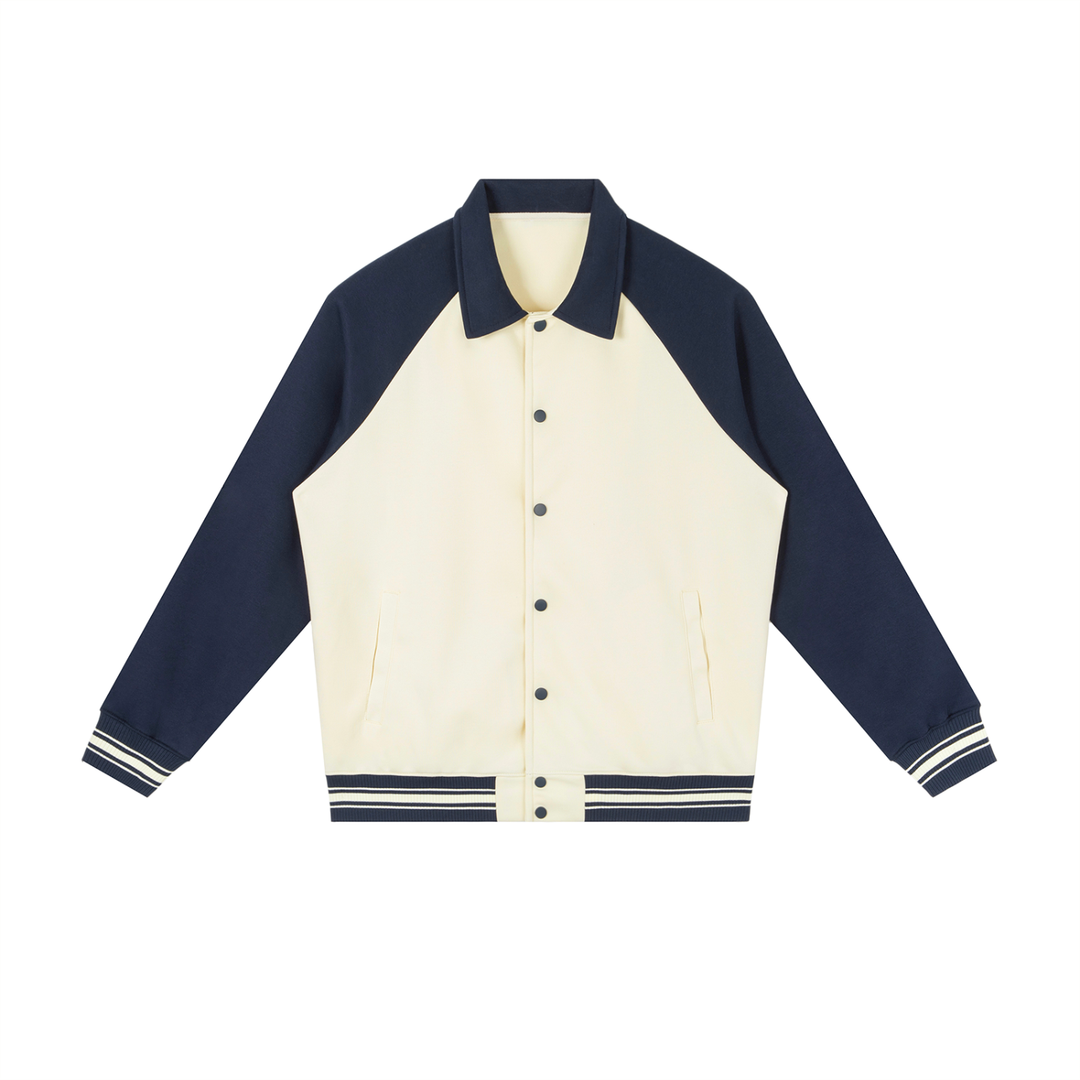 WOMEN COAT AND JACKET Contrast Raglan Sleeve Baseball Jacket