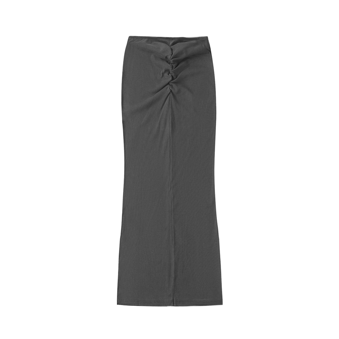 WOMEN SKIRT Dyed Washed Drawstring Maxi Skirt