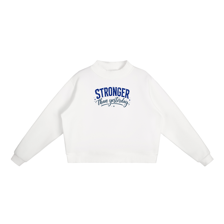 WOMEN GYM WEAR Essential Fleece Mock-Neck Crew Sweatshirt