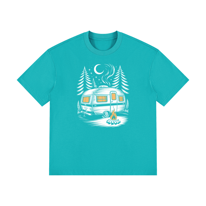 hiking lover Night Camp Caravan Illustrated Cotton Tee