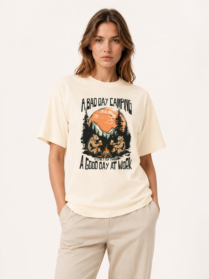 hiking lover A Bad Day Camping Beats A Good Day At Work Tee