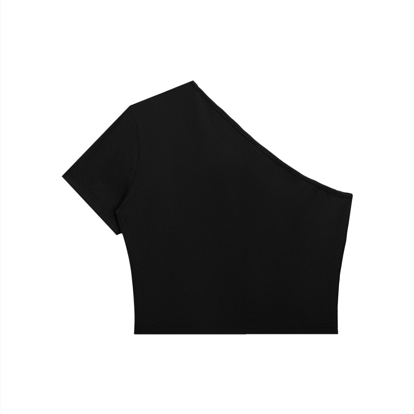 Wing Logo One-Shoulder Crop Top in Black, back view.