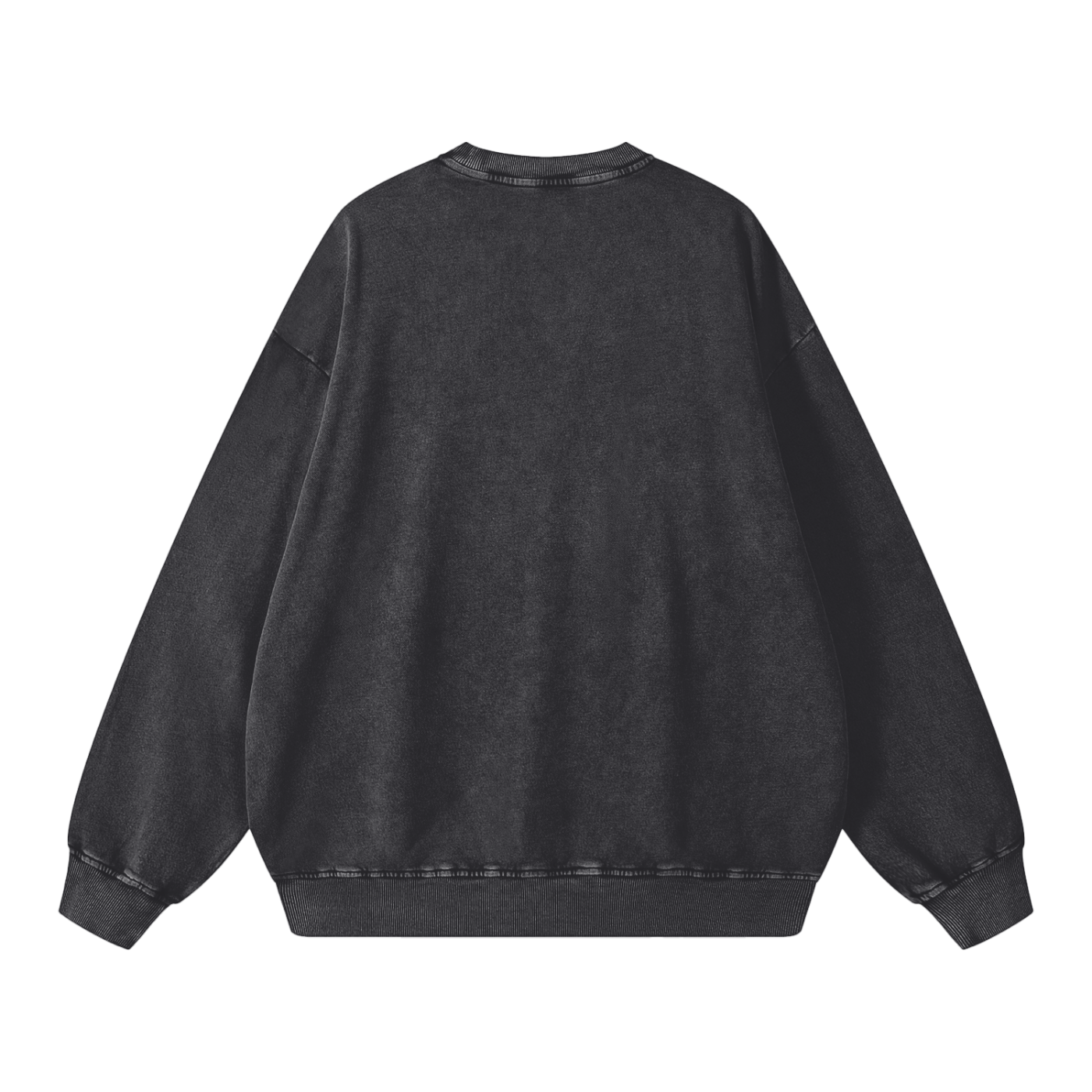 Bruh We Back Teacher Washed Sweatshirt in Black, back view.