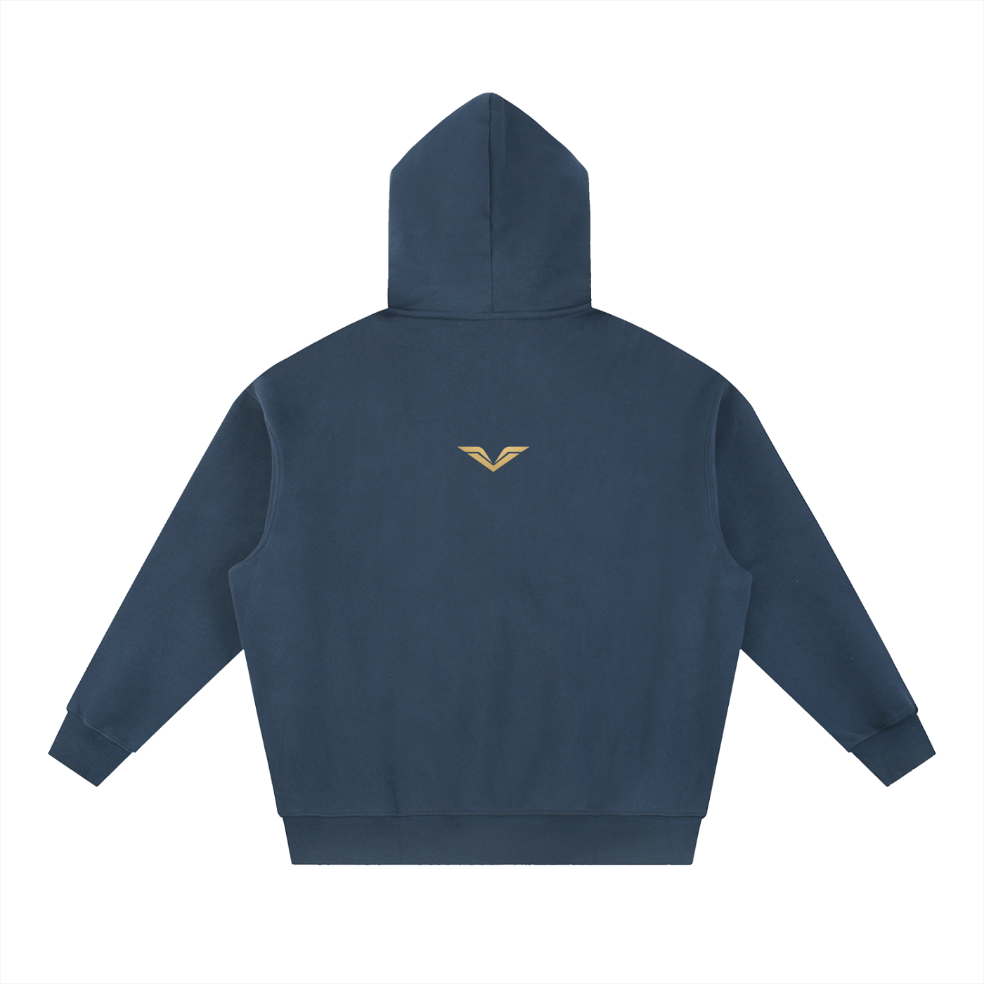 GALOVTE Spiked Metal Type Oversized Fleece Hoodie in Navy Blue, back view.